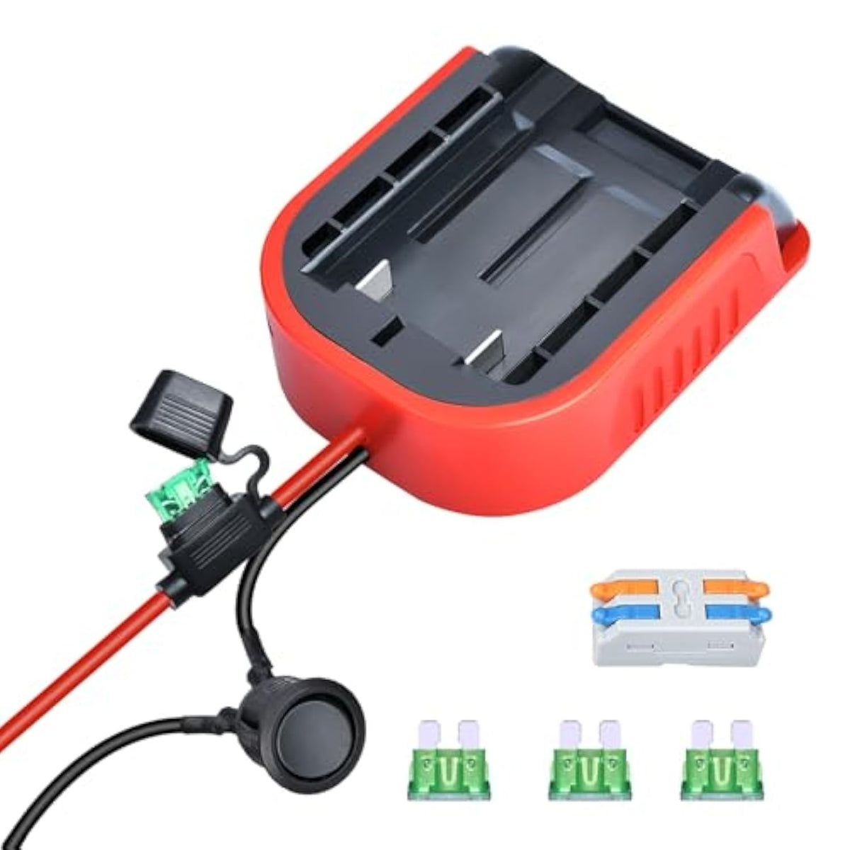 For Power Wheel Adapter For Craftsman 20V Battery, Dock Battery Adapter With Fuse,14 Gauge Wire Power Tool Converter For Rc Toys,Rc Car, Robotics, Work Lights,1 Pack-Red (No Battery)