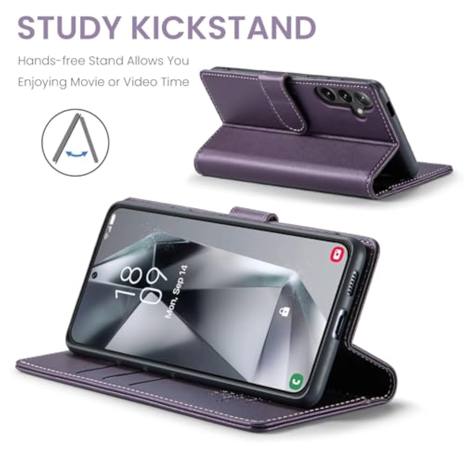 Wallet Case For Samsung Galaxy S24 Plus/S24+, Rfid Blocking Credit Card Holder, Pu Leather Folio Flip Kickstand Protective Shockproof Cover For Galaxy S24 Plus (Purple)