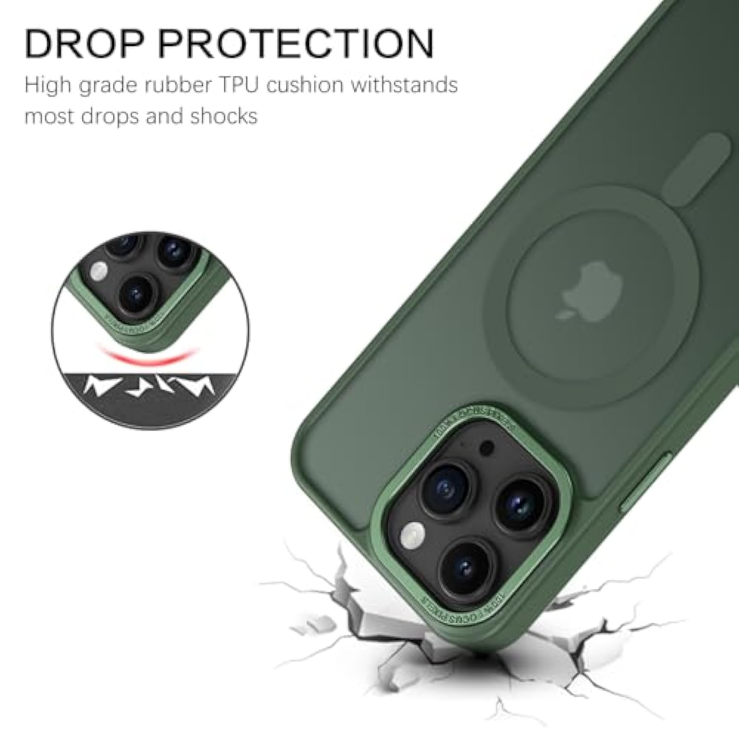 Magnetic For Iphone 15 Pro Max Case,[Compatible With Magsafe] Translucent Matte Frosted Anti-Fingerprint Slim Shockproof Women Men Protective Cover Case For Iphone 15 Pro Max 6.7",Dark Green