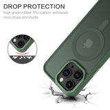 Magnetic For Iphone 15 Pro Max Case,[Compatible With Magsafe] Translucent Matte Frosted Anti-Fingerprint Slim Shockproof Women Men Protective Cover Case For Iphone 15 Pro Max 6.7",Dark Green