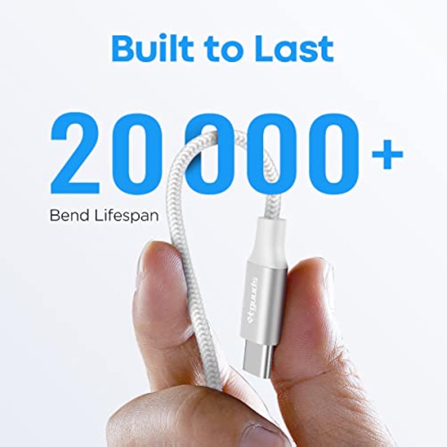 White Usb C Cable 6.6Ft Fast Charging, 2-Pack Type C Cable Braided Usb To Usb