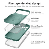 Magnetic For Iphone 17 Pro Max Case,Compatible With Magsafe,Classic Liquid Silicone Mobile Phone Case,Integrated Camera Control Button,Anti-Scratch Microfiber Lining, Pine Green