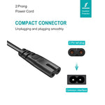 Ac Power Cord Fit For Onn. 100008736,Jbl Partybox 100 110 200 300 310 710 1000 On-The-Go Wireless Bluetooth Speaker Audio System Replacement 2 Prong Charge Cable 6 Feet