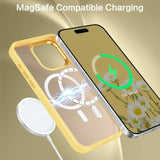 Magnetic Translucent Matte Frosted Anti-Fingerprint Slim Shockproof Protective Case for iPhone 15 Pro Max 6.7" Yellow