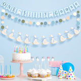 3 Pcs One Silly Goose Banners Garlands One Silly Goose Birthday Party Decorations For Baby Shower Birthday Photo Props Themed Party Supplies(Blue)