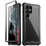 Guardian Case Compatible With Galaxy S22 Ultra 5G 6.8 Inch, Built-In Screen Protector Work With Fingerprint Id, Full Body Hybrid Shockproof Protective Rugged Clear Cover Case, Black/Clear