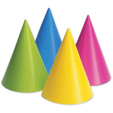 Creative Converting Party Hats 8/Pkg-Assorted Neon, Colors May Vary