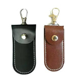 Anti Lost Usb Flash Drive Leather Holder, 2 Pcs Leather Usb Protective Case For Alloy Shark Buckle Lightweight Portable (Black+Brown, Large+Small)