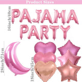 51 Pieces Pajama Party Balloons Pink Moon Star Heart Balloons Latex Balloons Foil Fringe Curtains For Girls Women Slumber Party Sleepover Birthday Party Spa Party Decoration (Pink)