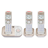 Bl3112-3 3-Handset Dect 6.0 Cordless Phone For Home With Bluetooth Connect To Cell, Smart Call Blocker, Answering Machine, Caller Id, Expandable Up To 5 Handsets, Champagne Gold/White