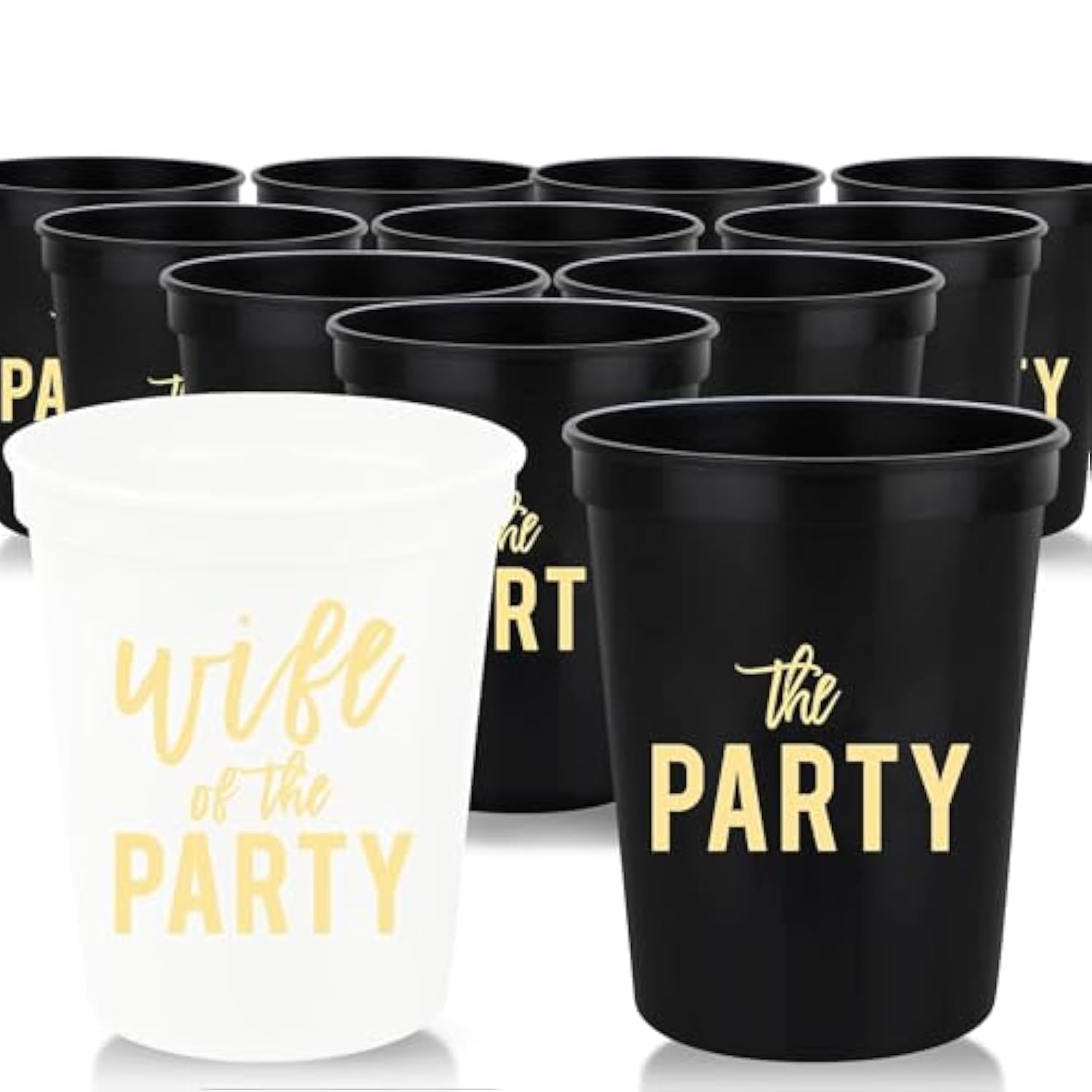 Wife Of The Party Bachelorette Cups - 12 Bachlorette Cups, Perfect Team Bride Party Favors (Black)
