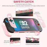 Pink Case Bundle for Nintendo Switch 2 (2025) Accessories, Portable Hard Carrying Cover with Protective Skin , Screen Protector, 2 Thumb Grips