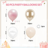 Dusty Pink And Gold Balloons, 60Pcs Double Stuffed Pearl Blush Pink Balloons, 12 Inch Apricot Champagne Gold Clear Balloons Helium For Women Girls Boho Birthday Wedding Bridal Shower Party Decorations