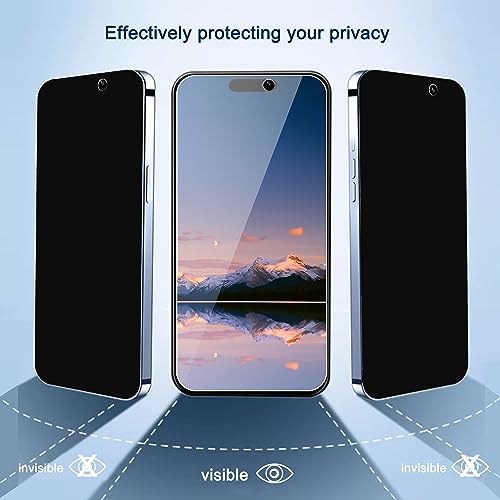 Privacy Screen Protector for iPhone 16 / iPhone 15 / iPhone 15 Pro [6.1 Inch] 3 Pack Anti Spy Private Tempered Glass Anti-Scratch Case Friendly [3