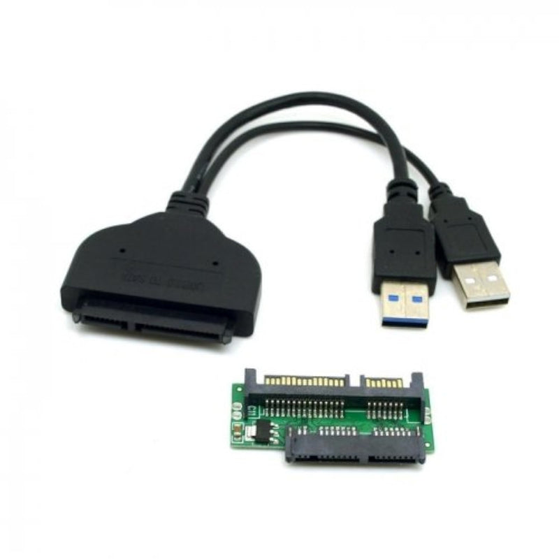 cablecc 1set USB 3.0 to SATA 22Pin & SATA to Micro SATA Adapter for 1.8" 2.5"