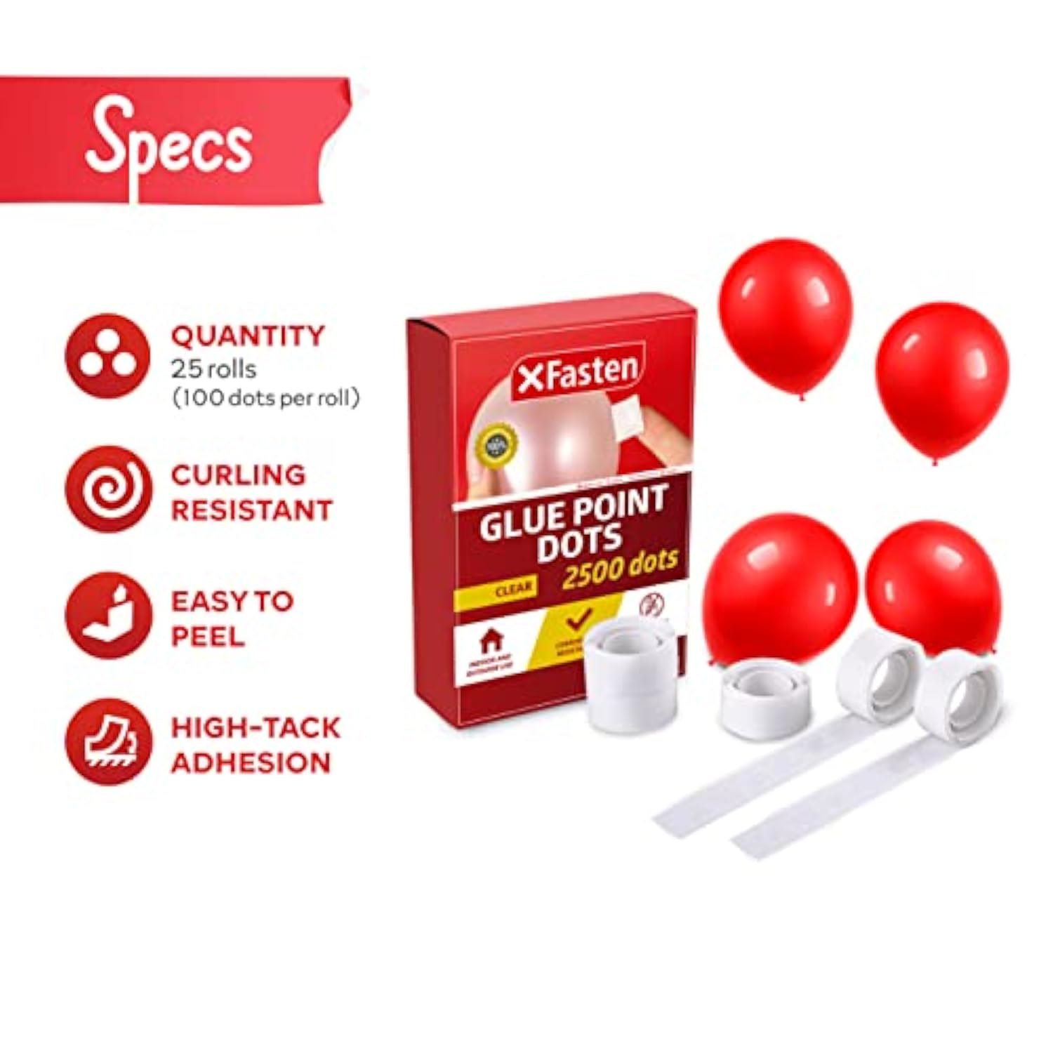 Balloon Glue Point Dots Clear, Removable, 2500 Pcs (25 Rolls), Balloons Arch Tape Adhesive | Craft Tape Dots For Party Balloons, Birthday, Baby Shower, Wedding Decoration And Scrapbooking