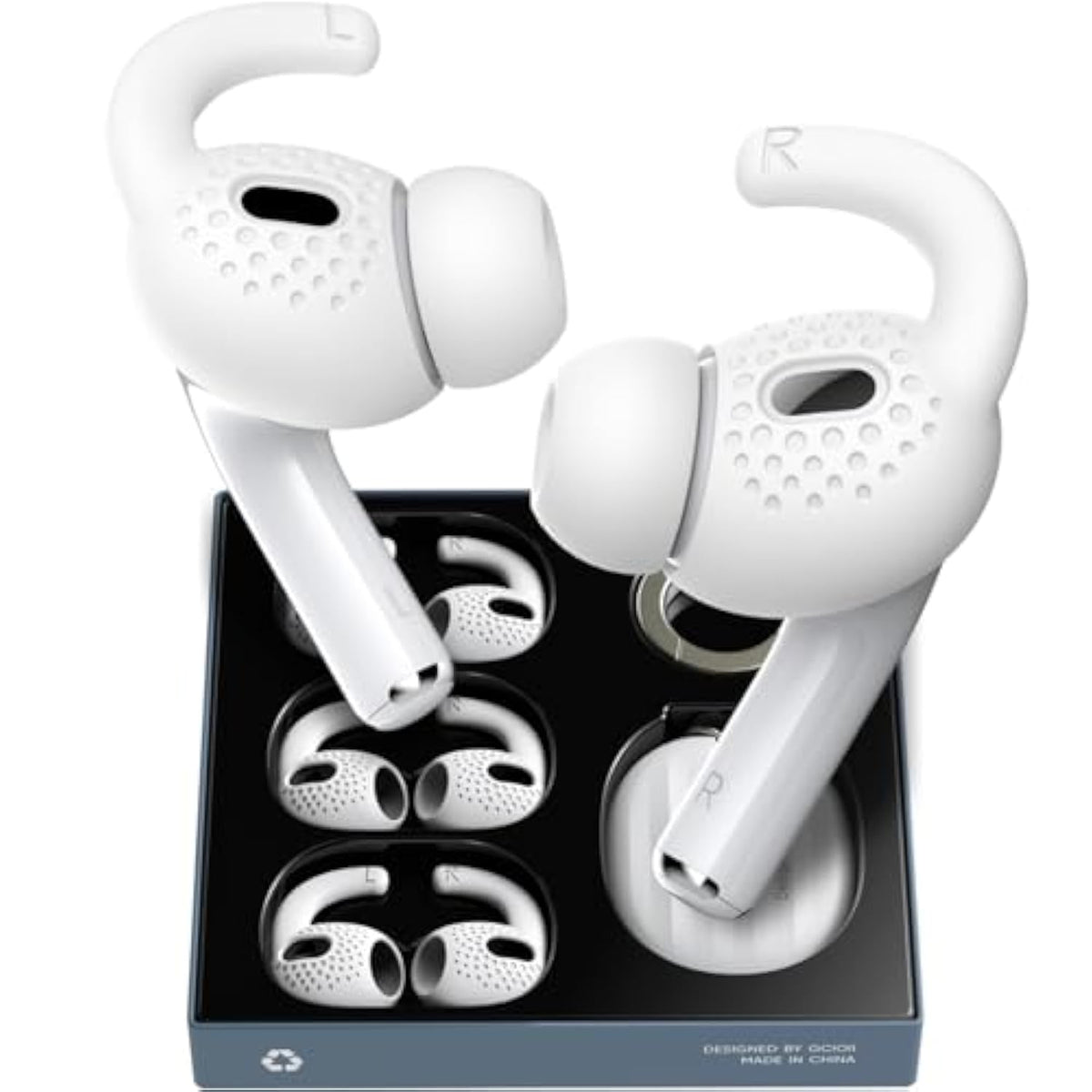 3 Pairs For Airpods Pro 2 Ear Hooks Covers [Added Storage Pouch] Anti-Slip Accessories Compatible With Apple Airpods Pro 2Nd Generation (White)