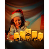 Christmas Nativity Scene Decorations Christmas Religion Led Flameless Candles With Timer For Xmas Holiday Home Decor Supplies Set Of 5 (Beige)