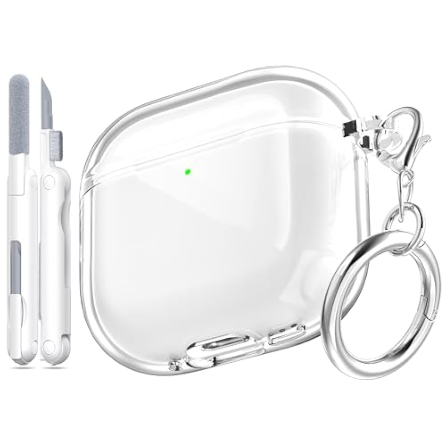 For Airpods 4Th Generation Case Cover 2024, Military-Grade Shockproof, Soft Tpu Highly Transparent Anti-Yellowing For Airpods 4 Case With Cleaning Kit & Cute Round Buckle, Clear White