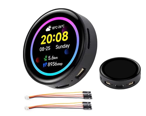Esp32-S3 1.43Inch Amoled Display Development Board, 466X466 Resolution 16.7M Color Qspi Interface, Esp32 With Capacitive Touch Amoled Round Lcd, Support 2.4 Ghz Wi-Fi And Ble 5, With Cnc Metal Case