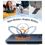 360° Spin Magnetic Stand iPhone 16 Pro Max Case, MagSafe Compatible, Black 6.9"