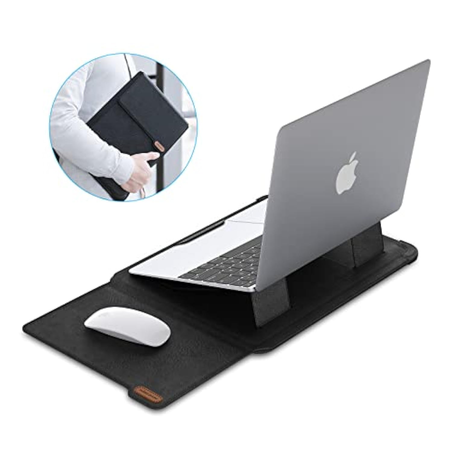 Laptop Sleeve 15.6 Inch,Macbook Air Sleeve Case With Laptop Stand And Mouse Pad,2 Stand Modes,Slim Protective Cover For Macbook Air M4,Air 15,Samsung/Hp 15-15.6 Inch Notebook,Black Texture