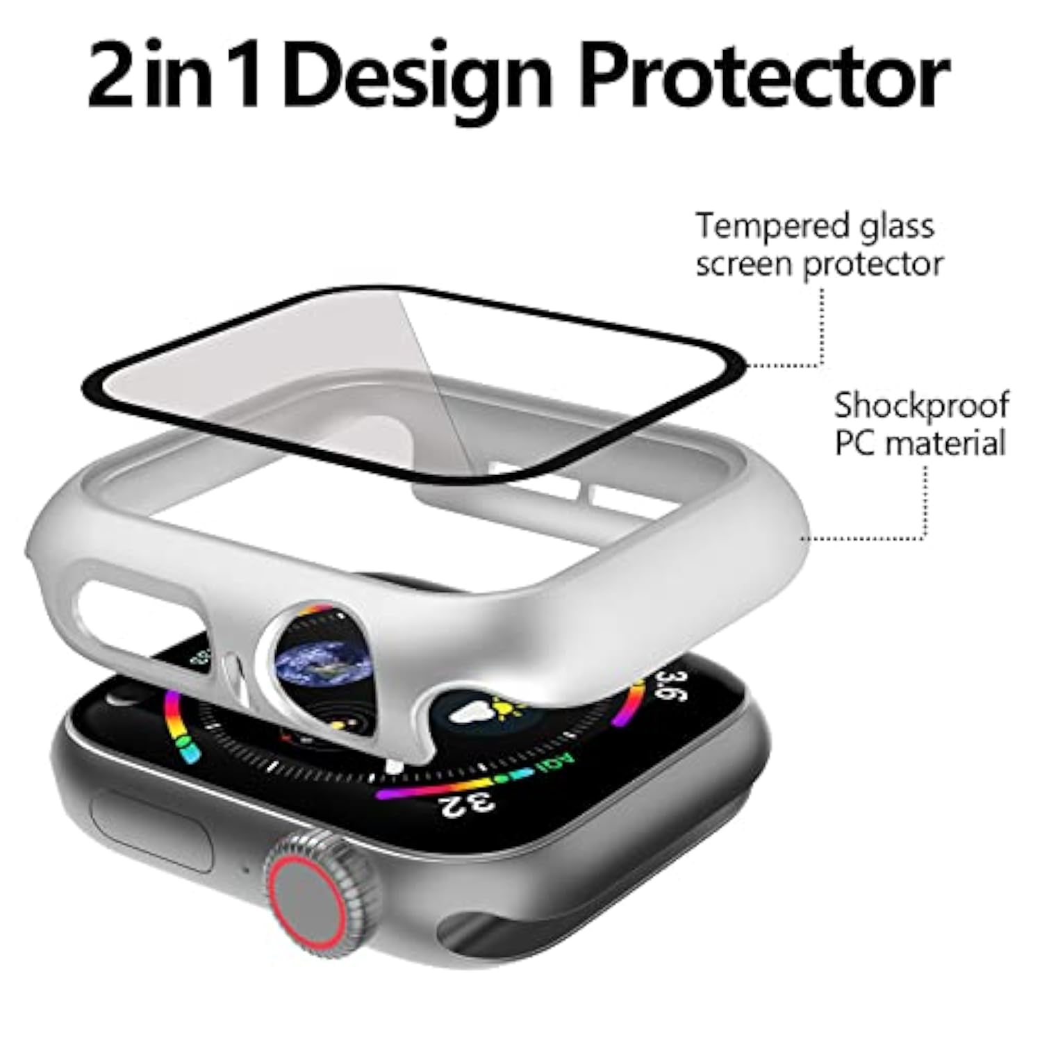 12 Pcs Hard Pc Case Compatible For Apple Watch Series Se (2022) 6/5/4/Se 44Mm With Tempered Glass Screen Protector, All Around Protector Bumper Frame Cover For Iwatch Smartwatch