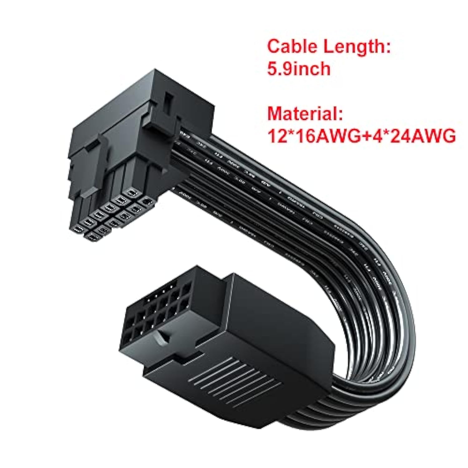 Pci-E 5.0 12Vhpwr 16Pin Right Angle Adapter Female To Male Extension Cable, 16Awg 600W 12Vhpwr 90 Degree Adapter For Graphic Card Gpu 12+4Pin Rtx 3090Ti 4070Ti 4080 4090 (Type A)