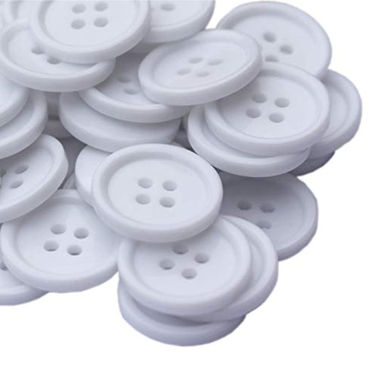 40Pcs 1 1/5 Inch (30Mm) Buttons White Resin Buttons For Diy Sewing Tai