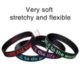 48 Pcs Motivational Quote Rubber Bracelets Colored Inspirational Silicone Wristbands Stretch Bracelets For Men Women Black History Month Teacher Office Party Favor Gifts(Black)