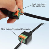 Quick Connect USB Solderless Adapter Short Cable Male to 5Pin Crimp Terminal Connector Spring Terminal Breakout Board Plug, 480Mbps 5V2A, for