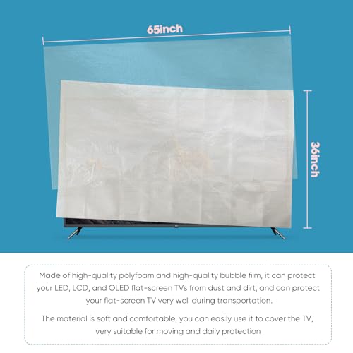 Foam Flat Screen TV Cover and Bubble TV Protective Cover Fits Up to 65''W x 36''H, Flat Screen TV Protection During House Moving,Home Renovation, or