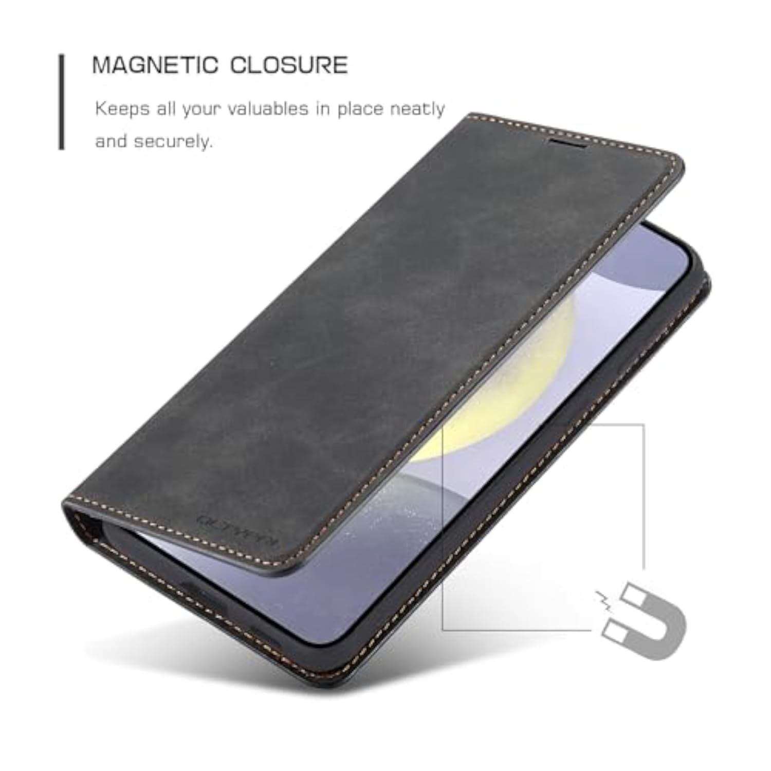 Samsung Galaxy S26 Wallet Case with 3 Card Holders and Black Design