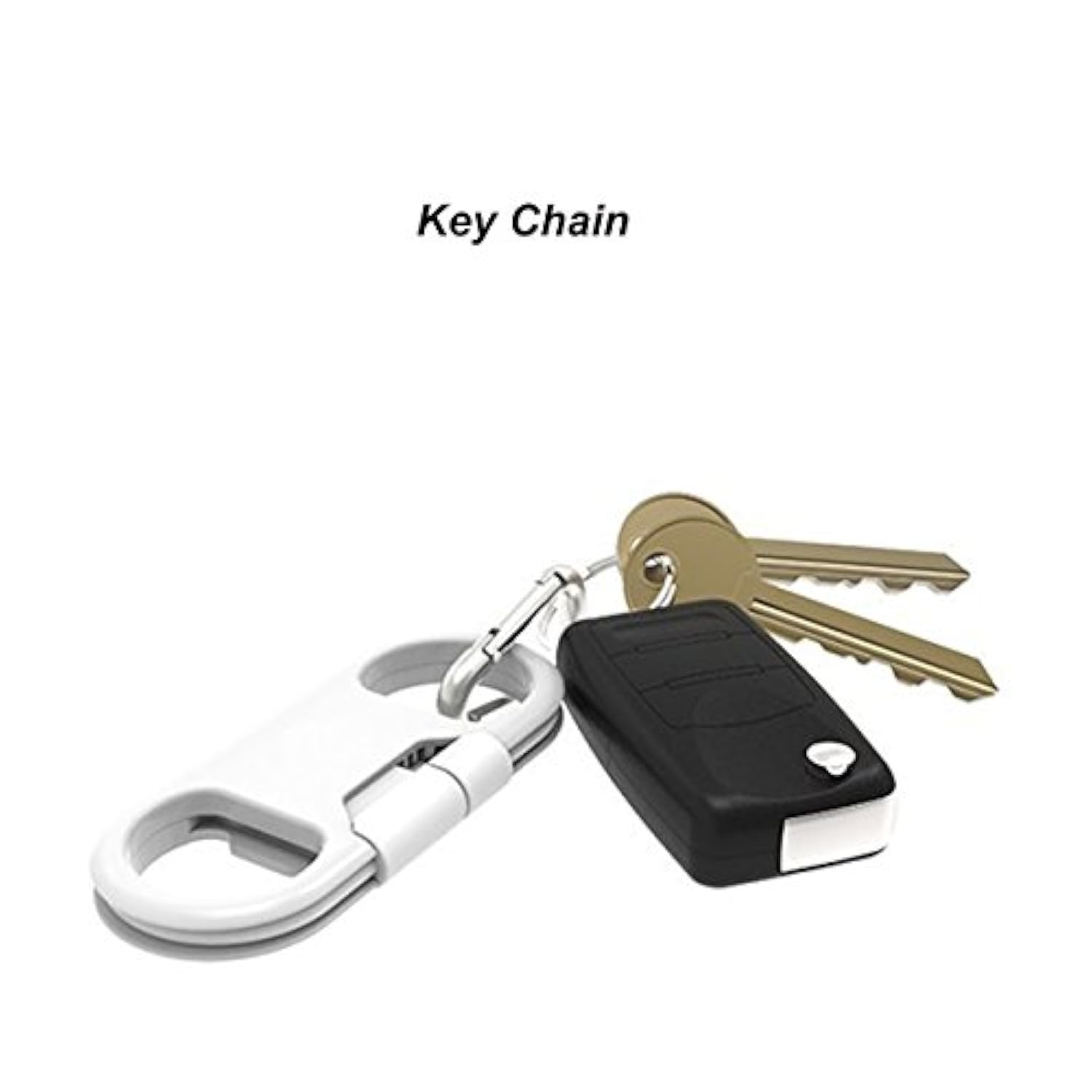 iPhone Charging Cable Keychain Bottle Opener Portable White