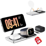 3 In 1 Charging Station For Apple Devices: Mag-Safe Charger Stand Fast Charging, Wireless Charger For Iphone 16/15/14/13/12 Series, Apple Watch Series 1-9/Ultra, Airpods Pro,30W Usb Charger (Silver)