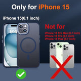 For Iphone 15 Case, Iphone 15 Phone Case With 2 Tempered-Glass Screen Protectors [Compatible With Magsafe][Military-Grade Protection] Shockproof Slim Fit Phone Case For Iphone 15 Case, Blue