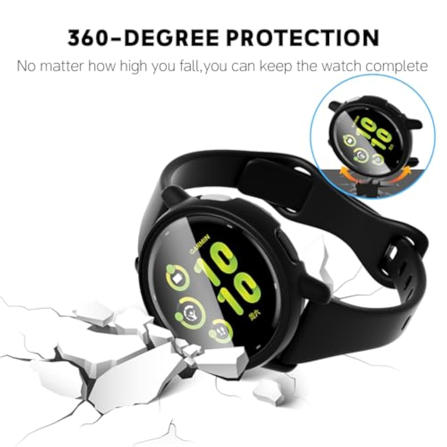 3 Pack Compatible With Garmin Vivoactive 5 Case Cover [Full Coverage], Hard Pc Bumper All-Around Protective Accessories Built-In Hd Tempered Glass Screen Protector For Vivoactive 5 Smart Watch