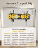 Heavy Duty Tilting TV Wall Mount for 43-95 Inch TVs, 200 lbs Capacity, 1.65" Slim Low Profile Wall Bracket, Max VESA 800x400mm Fits 16"/18"/24"/32"