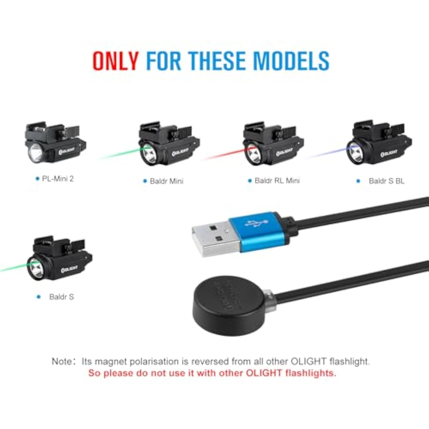 OLIGHT MCC S Magnetic Charging Cable ONLY for PL-MINI 2/Baldr S/BL/Mini/RLMini, Using in The Car, or with a Power Bank and Solar Charger