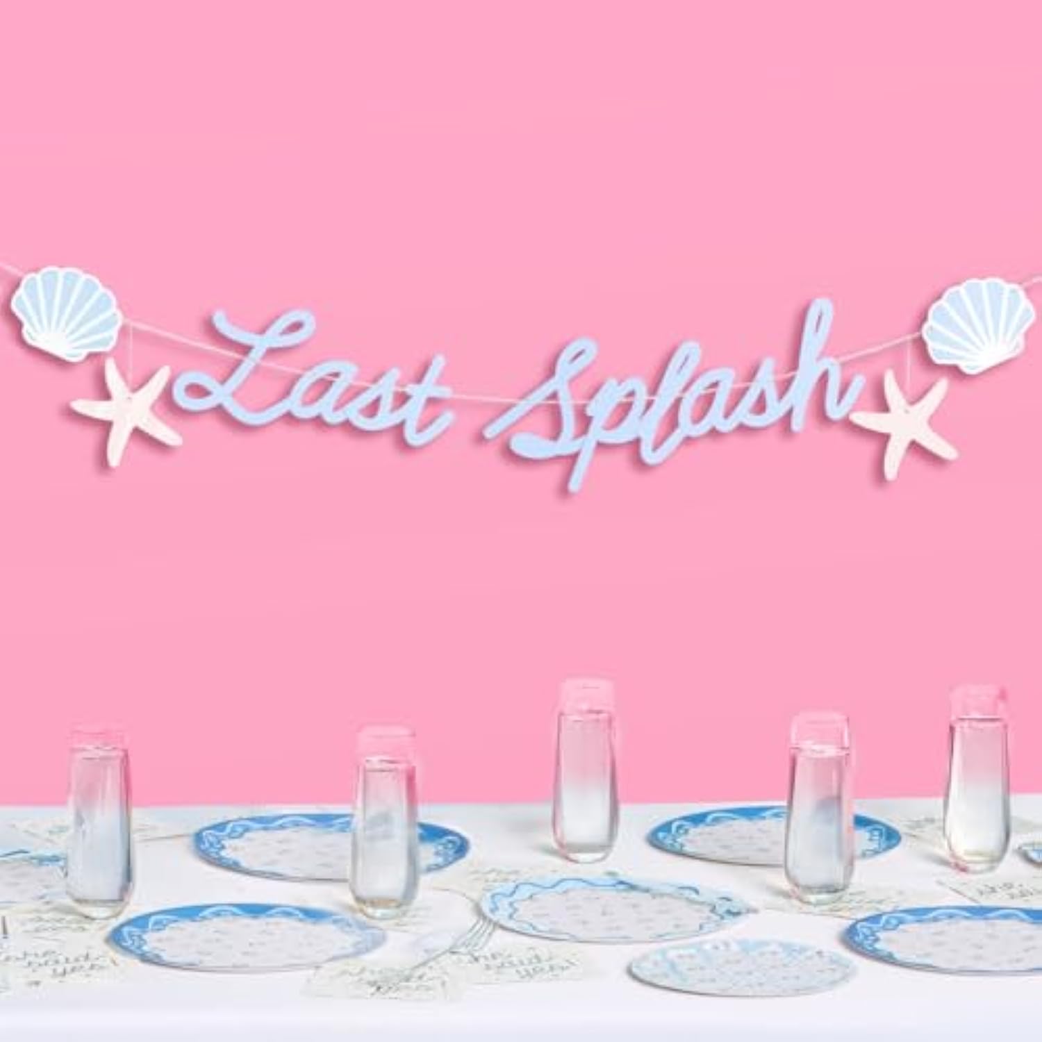 Last Splash Banner - Blue + White Foil | 6 Ft. | Bachelorette Decorations, Bridal Party Sign, Bride To Be Background, Beach Bach Supplies