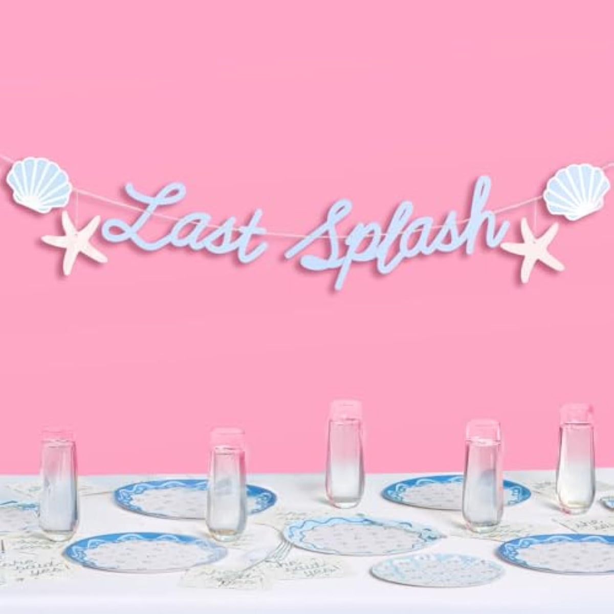 Last Splash Banner - Blue + White Foil | 6 Ft. | Bachelorette Decorations, Bridal Party Sign, Bride To Be Background, Beach Bach Supplies