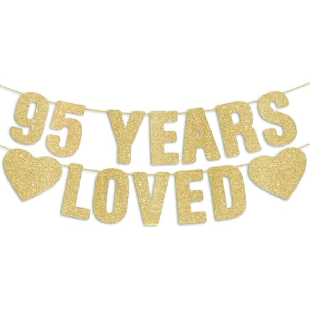 Pre-Strung 95Th Birthday Banner - Gold Glitter, Happy 95Th Birthday Party Decorations For Men, Funny 95 Year Old Anniversary Sign For Women
