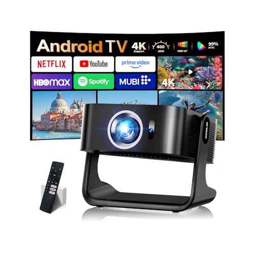 [Compatible With Netflix & Support 4K] 1080P Hd Mini Projector Dual Band Wifi6 5G And Bt 5.4 Auto Focus & Obstacle Avoidance Portable Outdoor Projector, 270° Adjustable Stand For Home Movie - Black