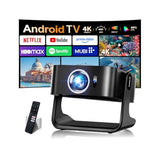 [Compatible With Netflix & Support 4K] 1080P Hd Mini Projector Dual Band Wifi6 5G And Bt 5.4 Auto Focus & Obstacle Avoidance Portable Outdoor Projector, 270° Adjustable Stand For Home Movie - Black