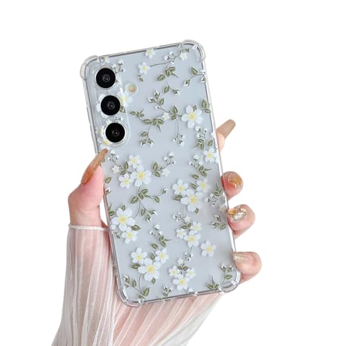 for  Galaxy S26 Case Clear Cute Flower Pattern for Women Girls Protective Shockproof Slim TPU Bumper Phone Cover for  S26 Case, Big