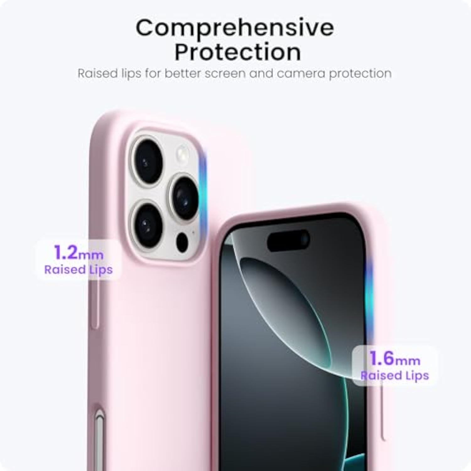 Compatible With Iphone 16 Pro Max Case 6.9", Slim Liquid Silicone 3 Layers Soft Gel Rubber Shockproof Protective Case With Anti-Scratch Microfiber Lining-Chalk Pink