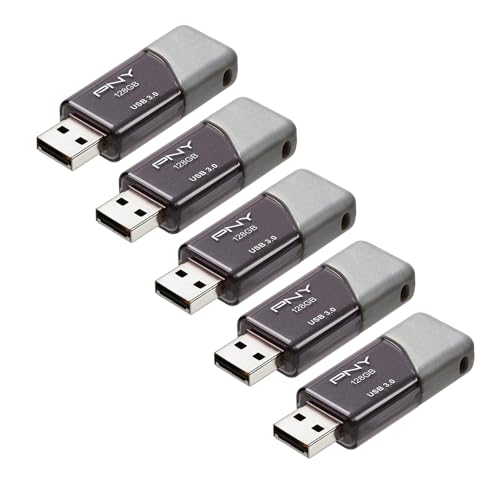 128Gb Turbo Attaché 3 Usb 3.0 Flash Drive 5-Pack Grey, P-Fd128X5Tbop-Mp, 100Mb/S, Light-Weight Durable - Data Storage And Transfer