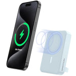 OMOTON Portable Charger Power Bank - 10000mAh Magnetic Fast Charging Battery Pack for iPhone 15 (Above 11 Series), LED Display Indicators and Foldable Stand- Blue
