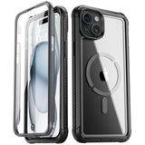 Guardian Magpro Case For Iphone 15 Plus 6.7 Inch,[Compatible With Magsafe][20 Ft Mil-Grade Drop Tested] Full-Body Shockproof Rugged Clear Cover With Built-In Screen Protector, Black/Clear