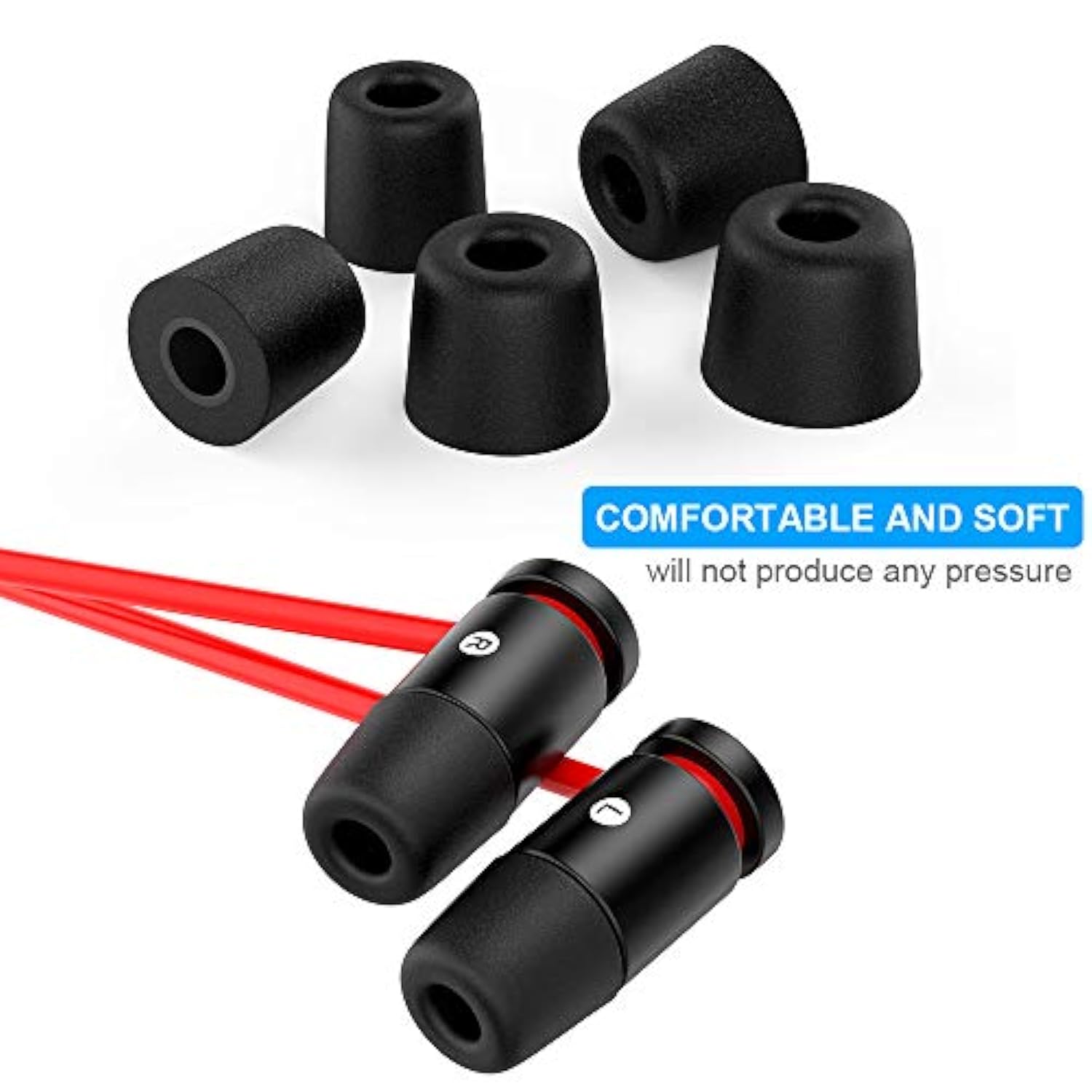 [6 Pairs] Earphone Tips S M L For In Ear Headphones, 12Pcs Anti-Slip Silicone Earbud And Memory Foam Ear Bud Tips, Noise Cancelling 5Mm-7Mm Earbud Tips